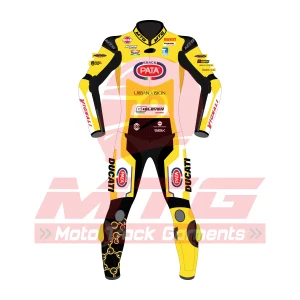Andrea Iannone SBK 2025 Yellow Motorcycle Leather Suit Front Design