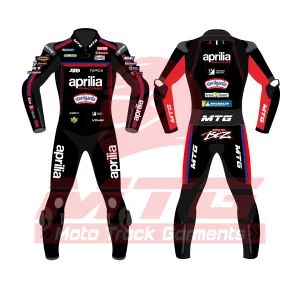 Marco Bezzecchi Aprilia 2026 Race Suit Front and Back View