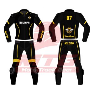 Custom Women Two Piece Black & Yellow Premium Motorcycle Racing Suit