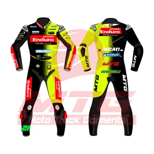 Franco Morbidelli VR46 Ducati MotoGP 2026 Leather Suit Front and Back View