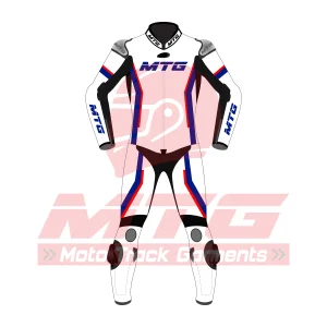 Rapid Force Motion Custom White Leather Racing Suit – Track Rider Team Gear
