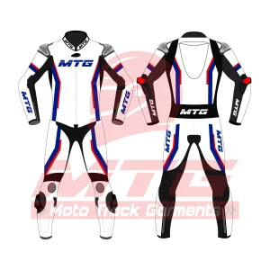 Rapid Force Motion White Leather Racing Gear – Premium Team Racing Suit for Riders